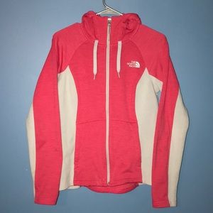 Pink and Grey NorthFace Sweater With Hood